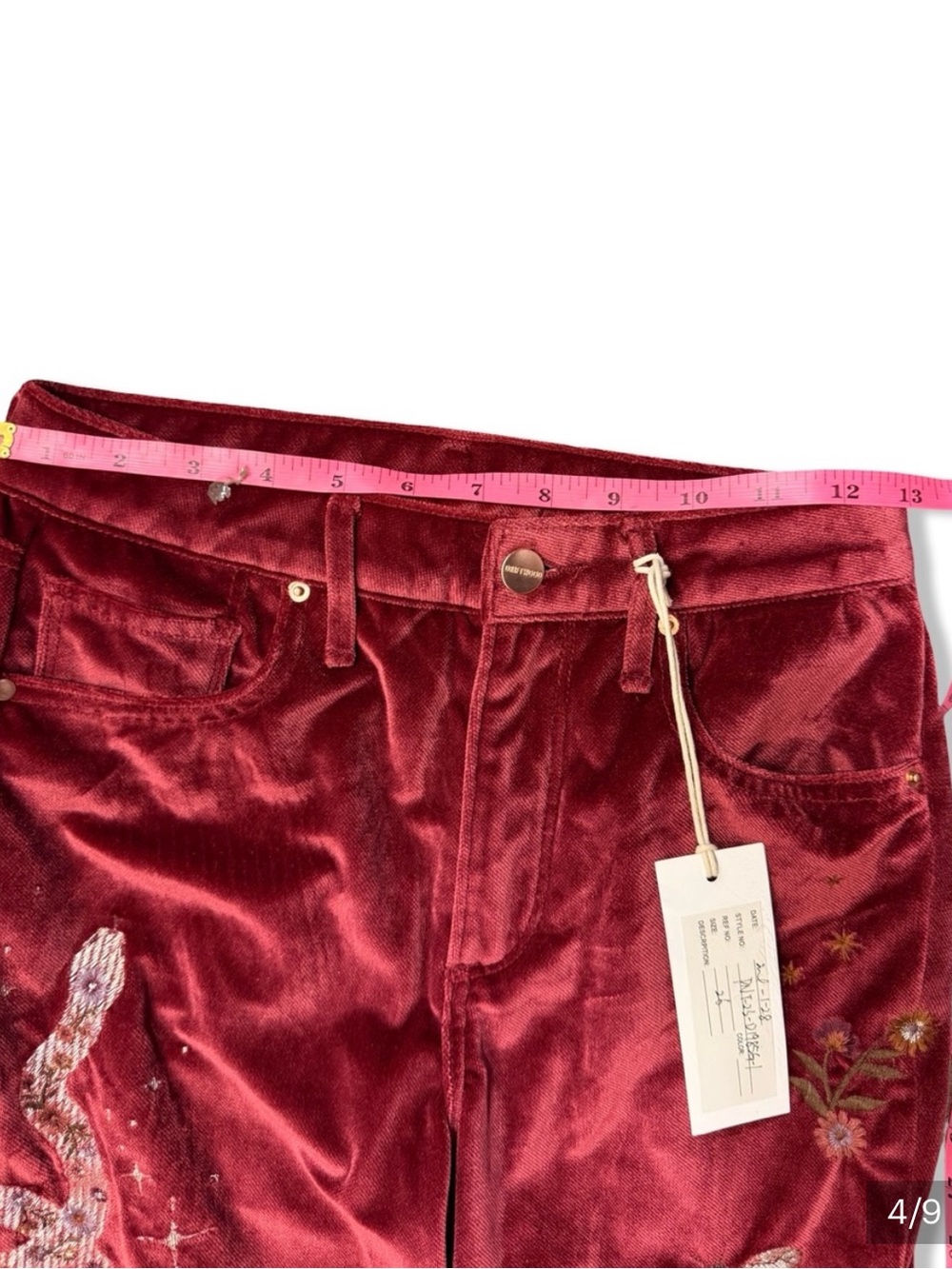 DRIFTWOOD Farrah
Hallucination embroiders
Velvet flares Pants RARE Wine Red 26 - Picture 6 of 8